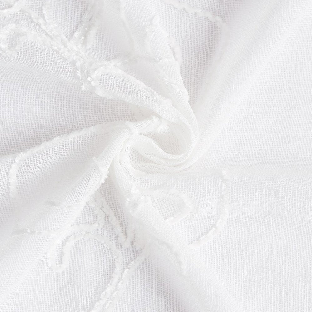 Set of Two 96.00" White Semi-Sheer Curtains