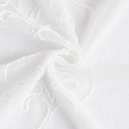 Set of Two 96.00" White Semi-Sheer Curtains