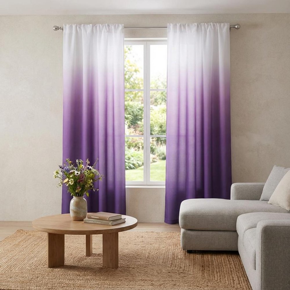 Set of Two 84"  Purple Ombre Window Curtain Panels