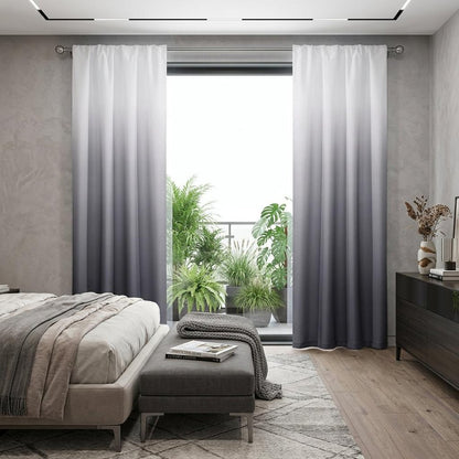 Set of Two 84"  Black Ombre Shades Window Panels