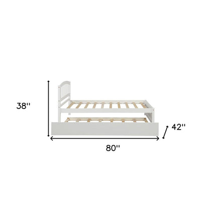 White Wood Twin Bed Frame with Trundle