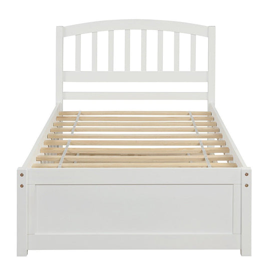 White Wood Twin Bed Frame with Trundle