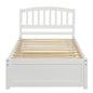 White Wood Twin Bed Frame with Trundle