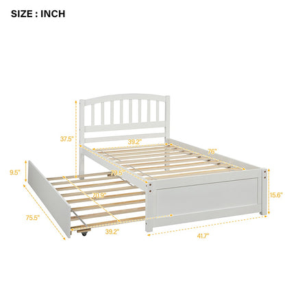 White Twin Bed with Trundle