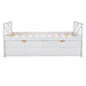 White Cross Back Wood Twin With Two Drawers Bed Frame with Trundle