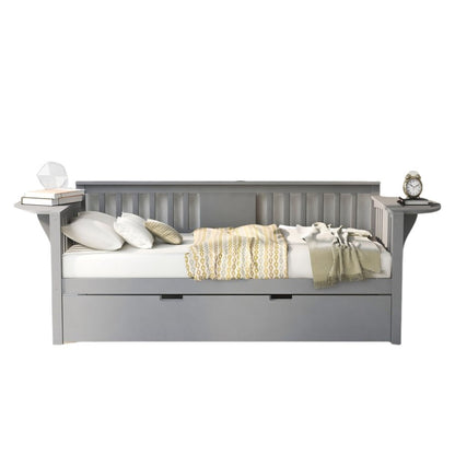 Gray Wood Twin Bed Frame with Trundle