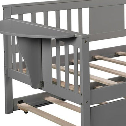 Gray Wood Twin Bed Frame with Trundle