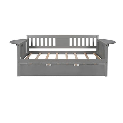 Gray Wood Twin Bed Frame with Trundle