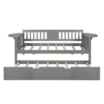 Gray Wood Twin Bed Frame with Trundle