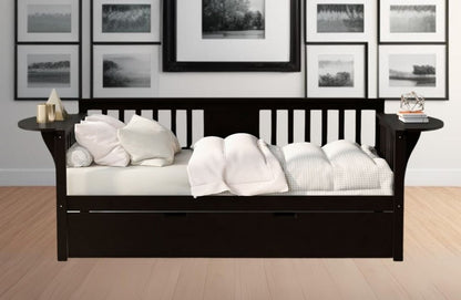 Espresso Wood Twin Bed Frame with Trundle