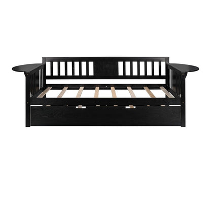 Espresso Wood Twin Bed Frame with Trundle