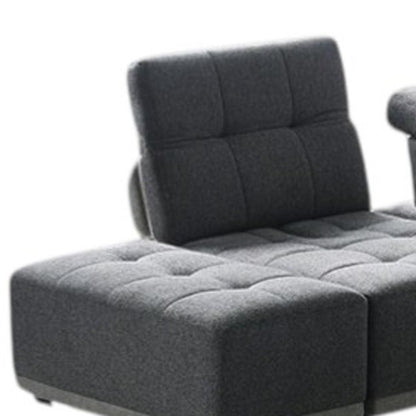 Gray Fabric Modular U Shaped Seven Piece Corner Sectional With Ottoman
