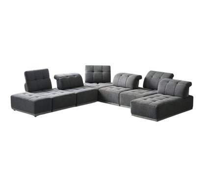 Gray Fabric Modular U Shaped Seven Piece Corner Sectional With Ottoman
