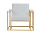 31" White And Gold Faux Leather Lounge Chair