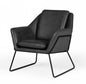 31" Dark Gray And Black Faux Leather Lounge Chair