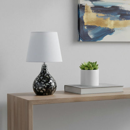 12" Black Table Lamp With White Globe Shade