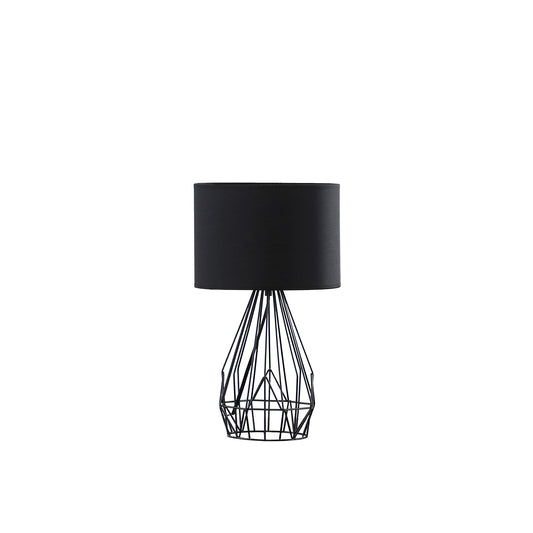 18” Asymmetric Black Cage Metal Table Lamp