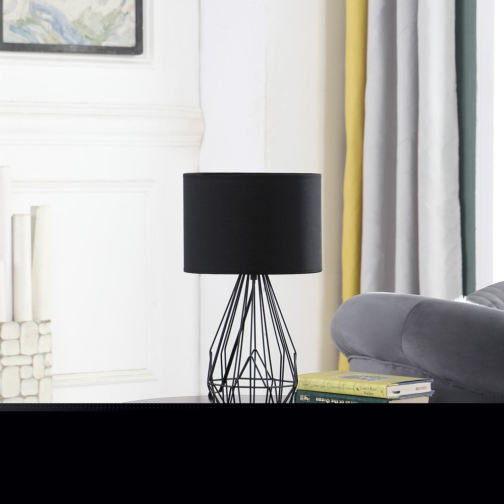 18” Asymmetric Black Cage Metal Table Lamp