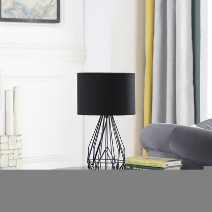 18” Asymmetric Black Cage Metal Table Lamp