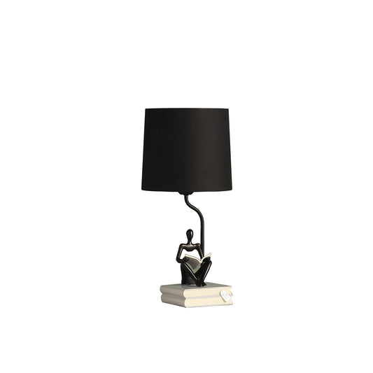 21" Black Table Lamp With Black Globe Shade