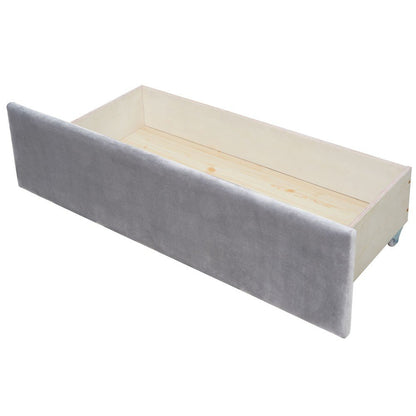 Gray Wood Upholstered Twin Bed Frame