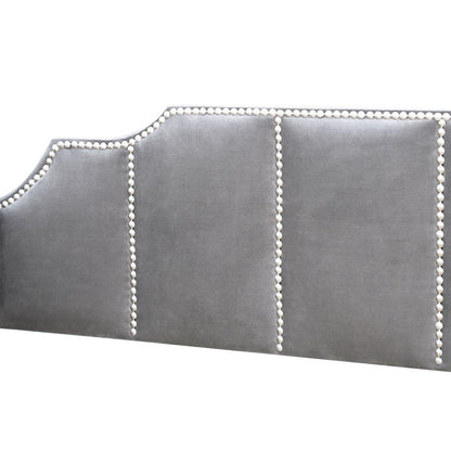 Gray Wood Upholstered Twin Bed Frame