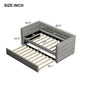 Gray Wood Upholstered Twin Bed Frame with Trundle