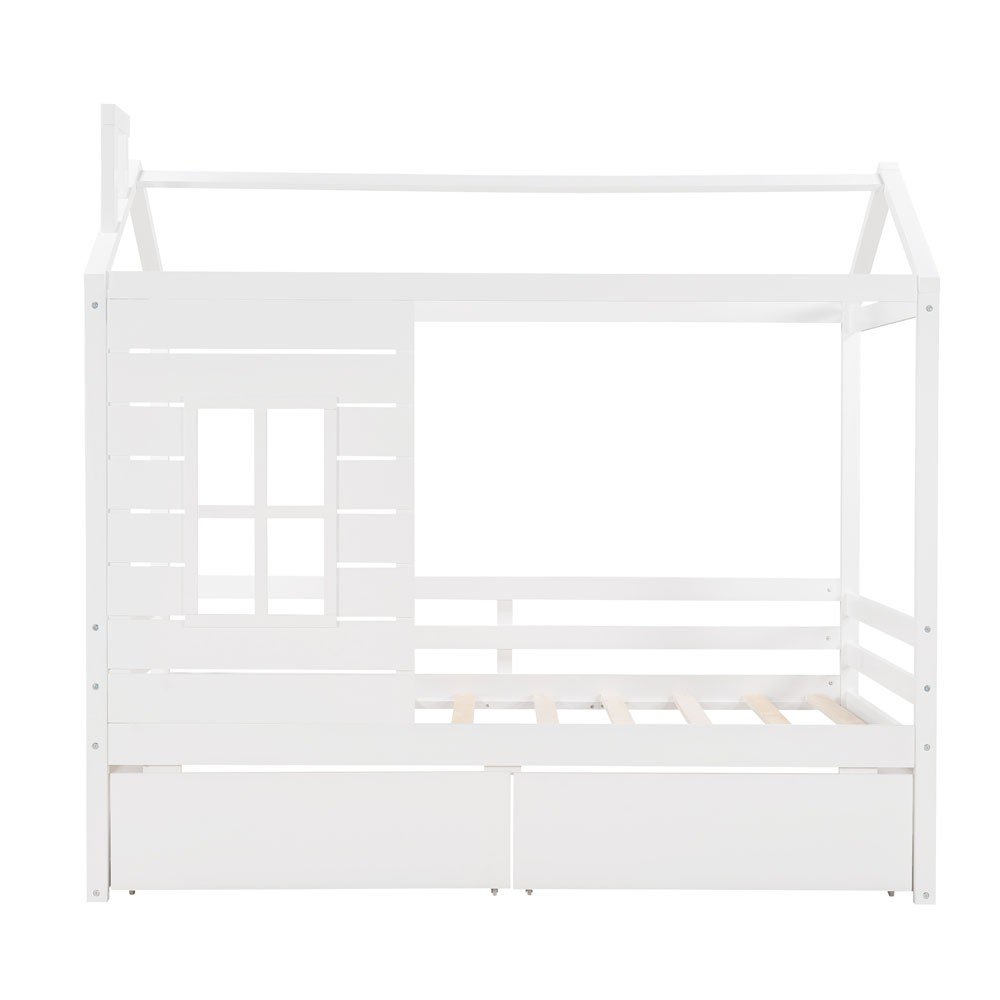 White Wood Twin Four Poster Bed Frame