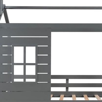 Gray Wood Twin Four Poster Bed Frame