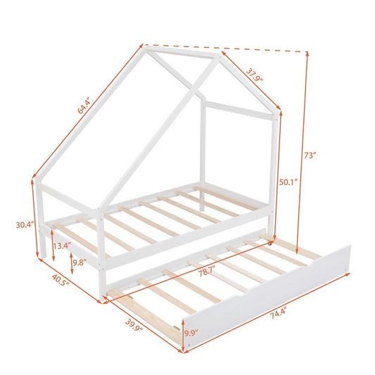 White Wood Twin with Trundle
