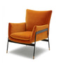26" Orange And Black Velvet Wingback Chair