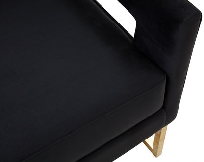 34" Black And Gold Velvet Arm Chair