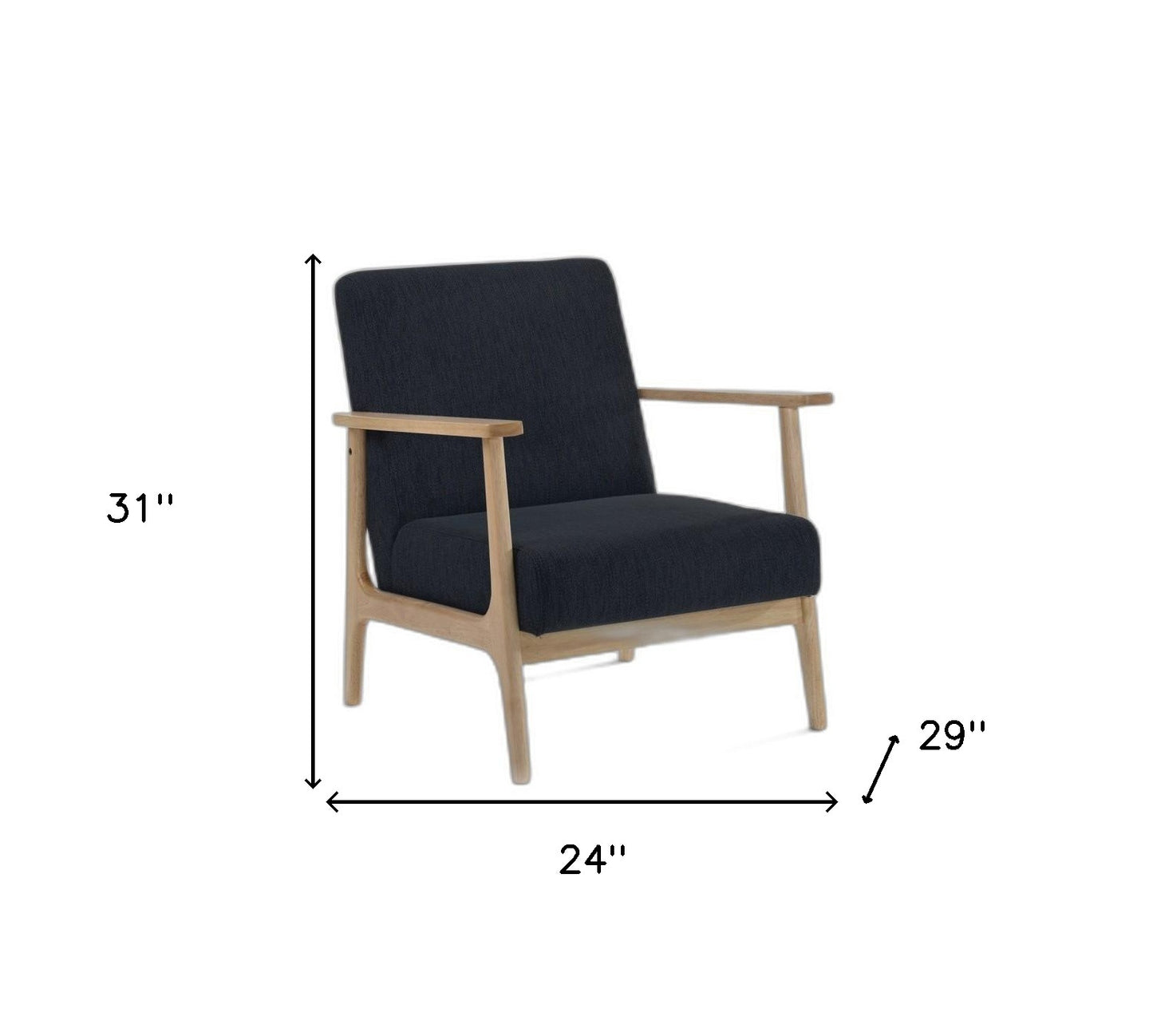 31" Black and Natural Oak Low Seat Modern Armchair