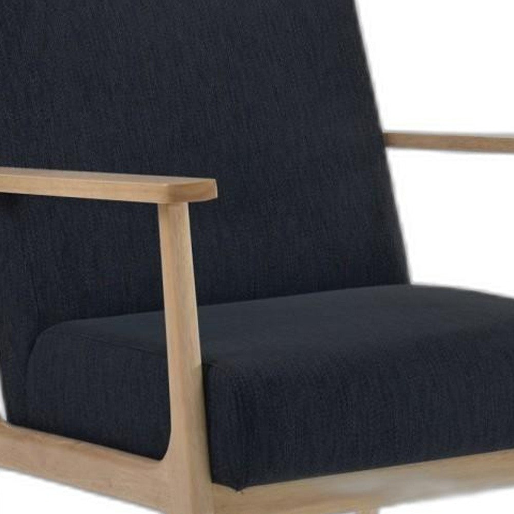 31" Black and Natural Oak Low Seat Modern Armchair