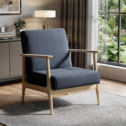 24" Black And Brown Upholstered Arm Chair