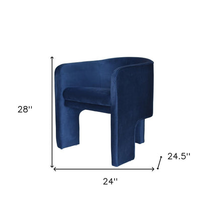 24" Blue Velvet Barrel Chair