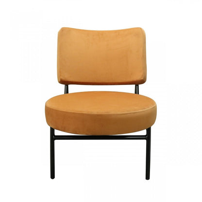 28" Orange And Black Upholstered Barrel Chair