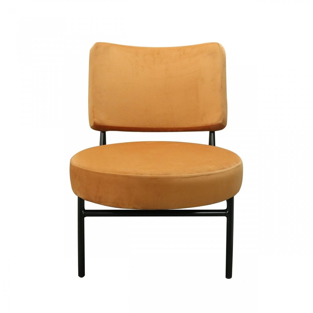 28" Orange And Black Upholstered Barrel Chair