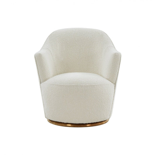 Stylish Sherpa And Gold Metal Swivel Chair