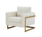 34" Cream And Gold Upholstered Arm Chair