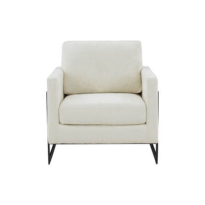 31" Cream And Black Fabric Club Chair