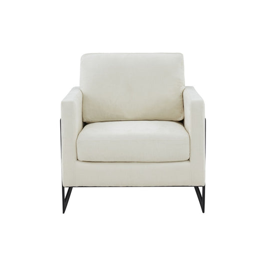 31" Cream And Black Fabric Club Chair