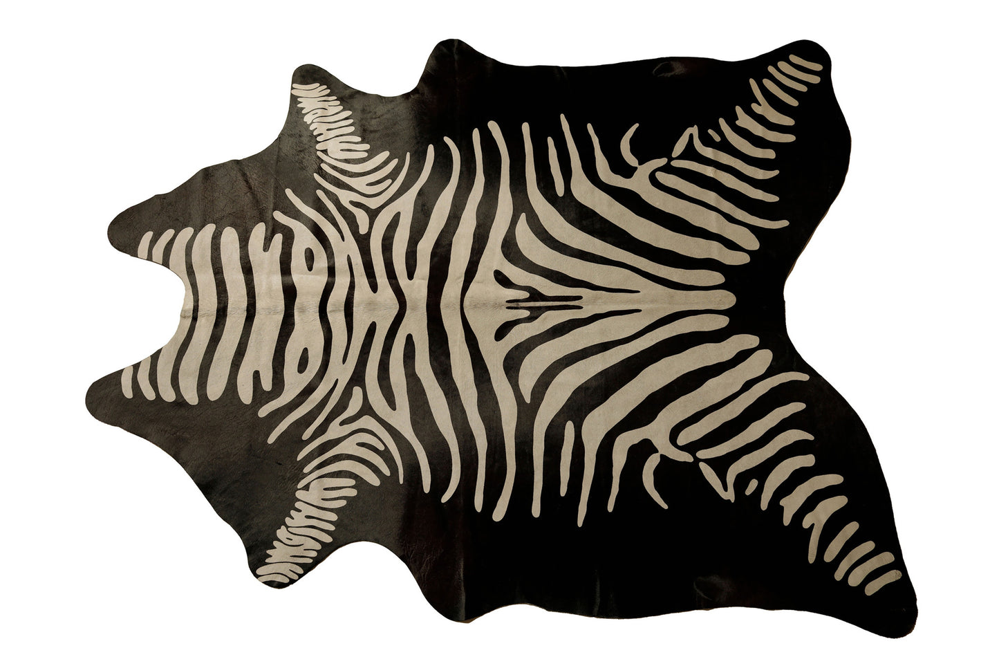 6' X 7' Off White And Black Zebra Print Genuine Cowhide Area Rug