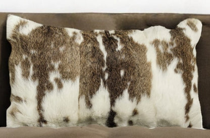 12" X 20" Brown and White Throw Pillow