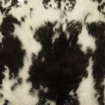 Set of Two 18" Black and White Rabbit Natural Fur Throw Pillow