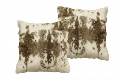 Set of Two 18" Brown and White Throw Pillows