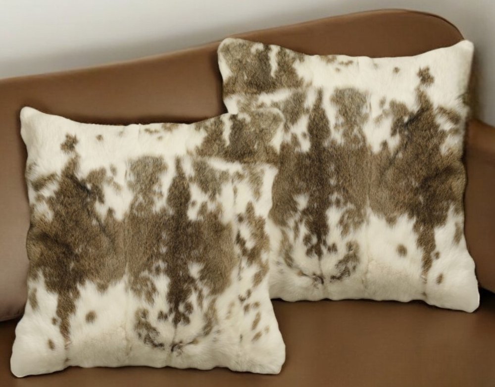 Set of Two 18" Brown and White Throw Pillows