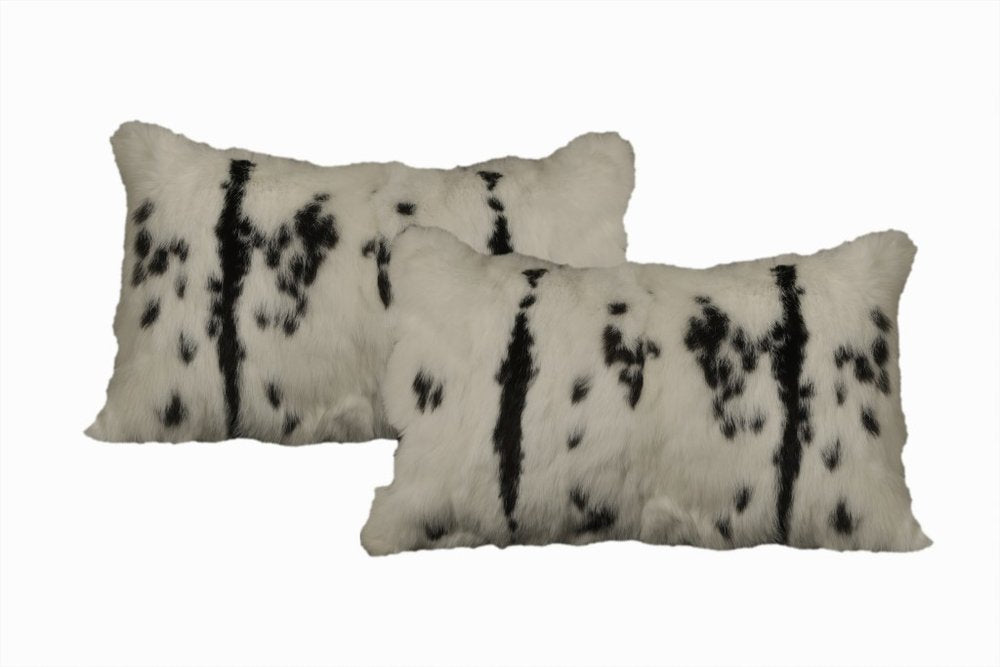 Set of Two 12" X 20" Black and White Throw Pillows