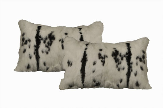Set of Two 12" X 20" Black and White Throw Pillows