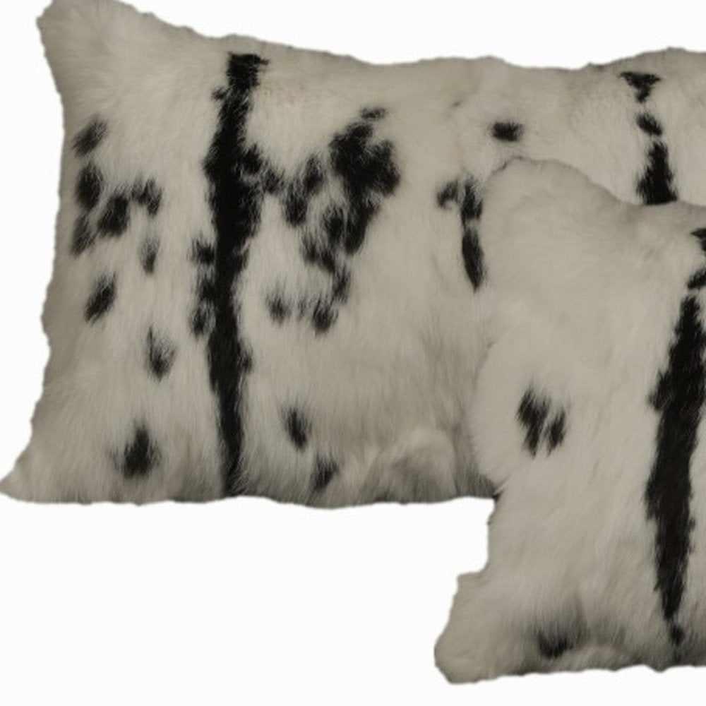 Set of Two 12" X 20" Black and White Throw Pillows
